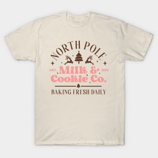 Vintage Christmas North Pole Milk and Cookie Co T-Shirt